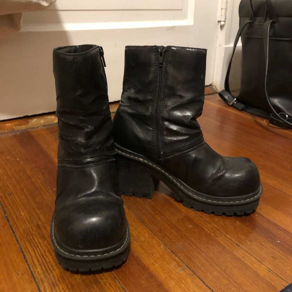 Chunky black platform boots